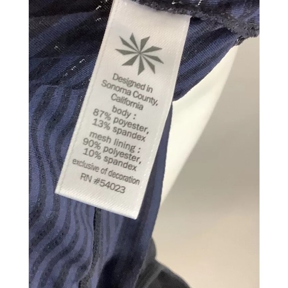 Athleta Sz S Bra Shelf Racerback Tank Top Blue Polyester Spandex Striped - Picture 6 of 6